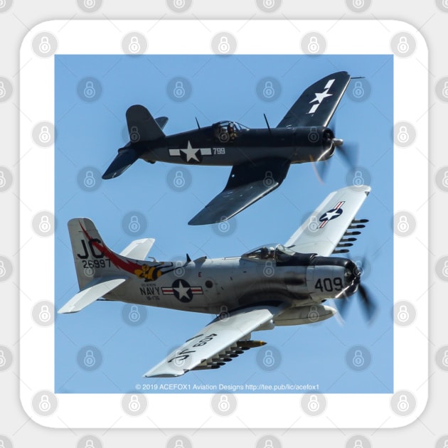 F4U Corsair and AD-4N Skyraider Sticker by acefox1